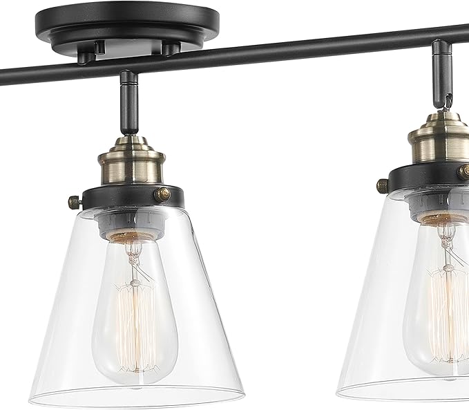 Globe Electric 59629 Jackson 3 Track Lighting, Dark Bronze, Antique Brass Accents