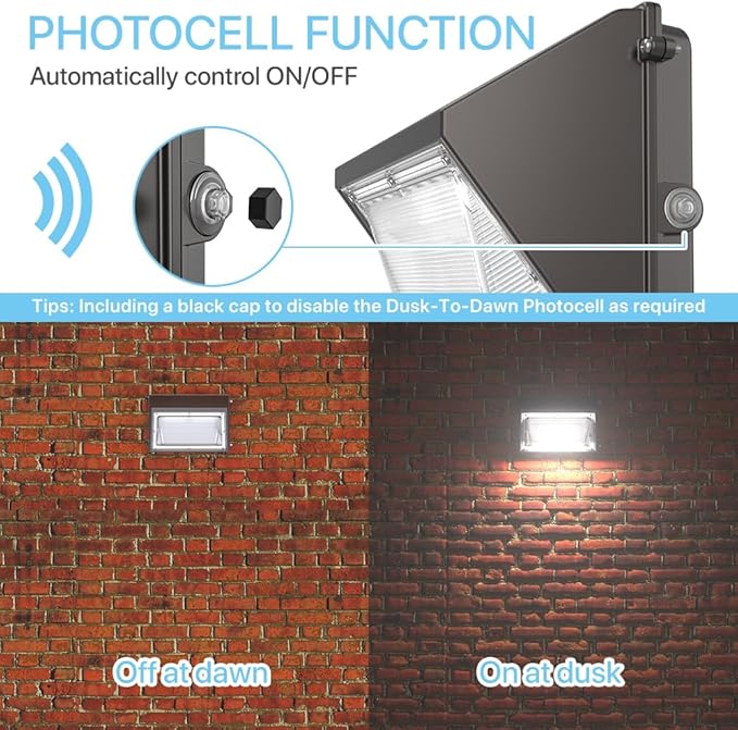 HYPERLITE 120W LED Wall Pack Light with Dusk-to-Dawn Photocell, Ideal Outdoor Security Lighting Commercial and Industrial LED Wall Lights for Parking lot Garage Warehouse Factory ETL Listed