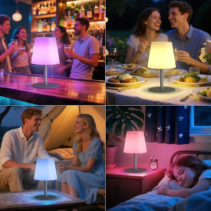 uuffoo Shower Lamp Waterproof 8 Colors, Shower Light Rechargeable Cordless Battery Operated, LED Outdoor Table Lamps Dimmable Portable for Indoor Outdoor Bathroom Home Patio (2PCS Gray)