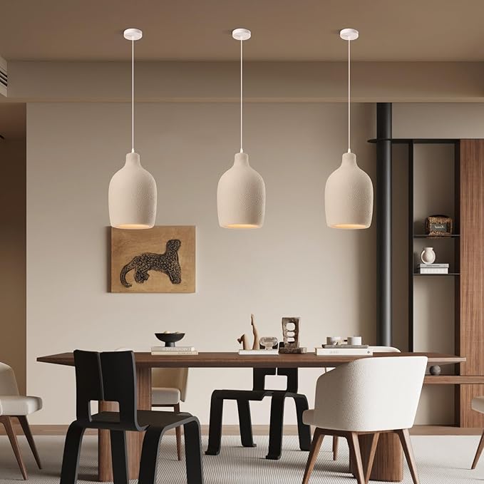 JAYMP Wabi Sabi Pendant Light for Dining Room Kitchen Island Light Hallway Restaurant Hanging Lamp E26 Base Japanese Style Wine Bottle Shape Fixture, 1 Pack (Light Brown,C Shape, D26×H46cm)
