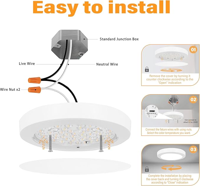 ETL 7 inch Small LED Flush Mount Ceiling Light Dimmable,Ultra Slim Round Flat Ceiling Lights 5CCT-2700K/3000K/3500K/4000K/5000K,Modern Ceiling Lamp for Closet,Kitchen,Bathroom 3 Pack(White)
