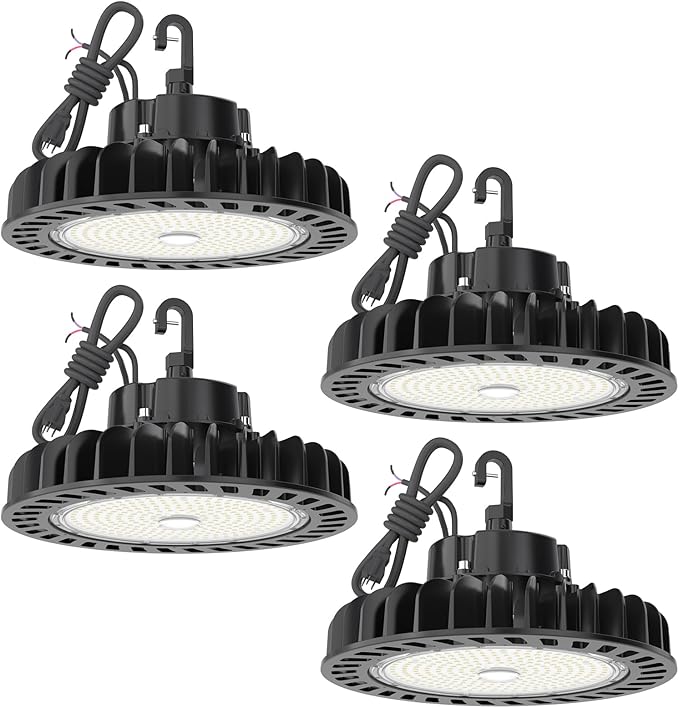 HYPERLITE LED High Bay Light | 29000LM (200W) Dimmable High Bay LED Lighting | UL Listed | 5000K Commercial Lights | US Hook Included | Alternative to 850W MH/HPS | 4-Pack