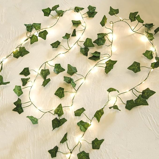 33 Ft Vine with Fairy Lights Battery Operated, 8 Flashing Model Waterproof 100 LEDs Battery Powered Artifical Ivy Leaves Vine String Light for Garland Wedding Party Holiday Patio Bedroom Decor