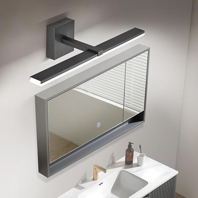 ZUZITO Black Bathroom Vanity Lights- 24inch Modern LED Bathroom Light Fixtures Dimmable Vanity Light Acrylic Bath Room Lighting Fixture Over Mirror