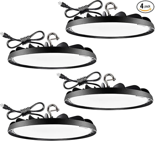 hykolity LED High Bay Light, 150W 5000K 20250lm UFO LED High Bay Light Fixture [450W MH/HPS Equiv.] 100-277V, IP65 Commercial Warehouse Area for Wet Location, 4 Pack
