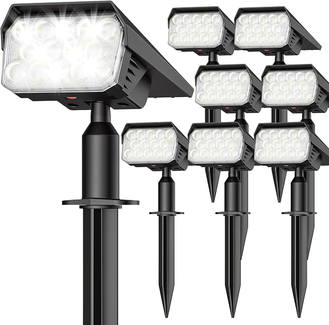 Solar Lights Outdoor Waterproof IP65, 56 LED 3 Lighting Modes Solar Spot Lights Outdoor, Solar Powered Landscape Lighting for Yard Pathway Garden, 8 Pack (Cool White)