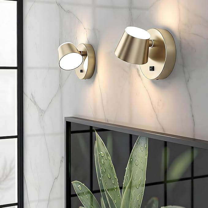 URSOLA Battery Operated Wall Sconce with Remote, LED Rechargeable Battery Wall Light with 9000mAh 3CCT and Dimmable Magnetic 360° Rotation Cordless Light for Bedroom（Champaign）