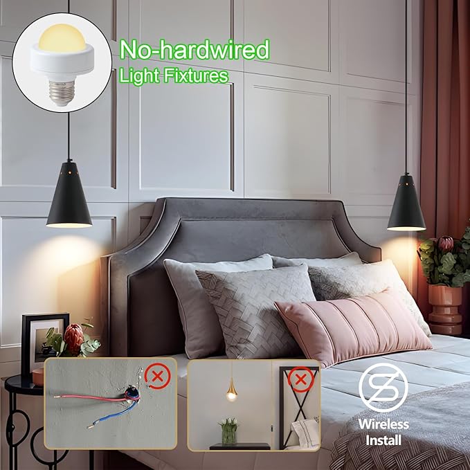 Dijiahua Black Battery Operated Pendant Light 3 Pack with Remote Control,Wireless Rechargeable Mini Chandeliers with Metal Shade, Modern Dimmable 12 GRB Color Temperatures Cord Hanging Lighting