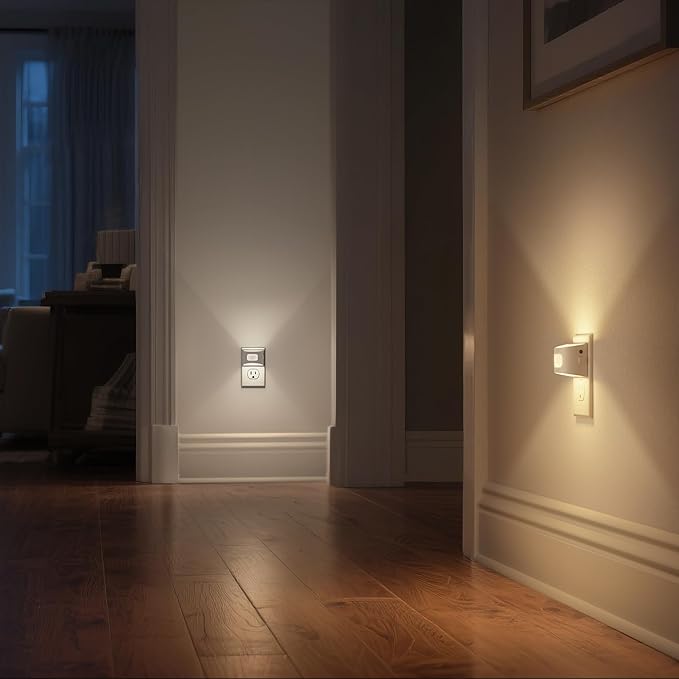 DORESshop LED Night Light[2 Pack], Night Lights Plug into Wall, 3 Color Temperatures Plug in Night Light with Motion Sensor, Dusk to Dawn Sensor, Nightlights for Adults, Bedroom, 3CCT, White Cover