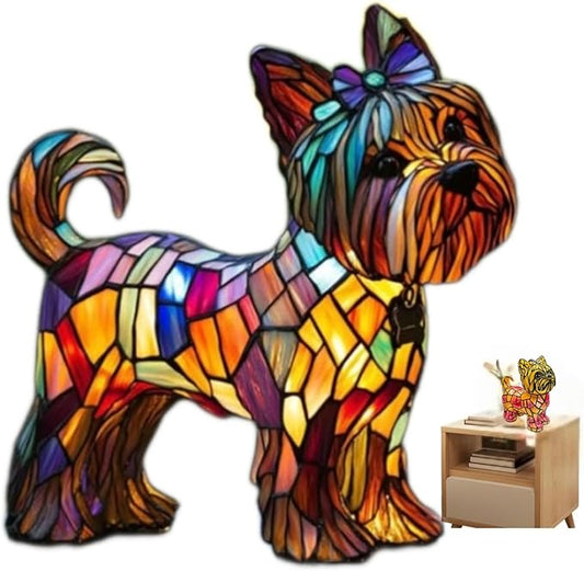 Retro Yorkshire Terrier Dog Colorful Resin Dog Table Lamp,3D Cute Pet Dogs Themed LED Night Lamp，Perfect Gift for Pet Lovers Retro Dachshund Dogs Design Home Decor Lighting(Yorkshire Terrier)