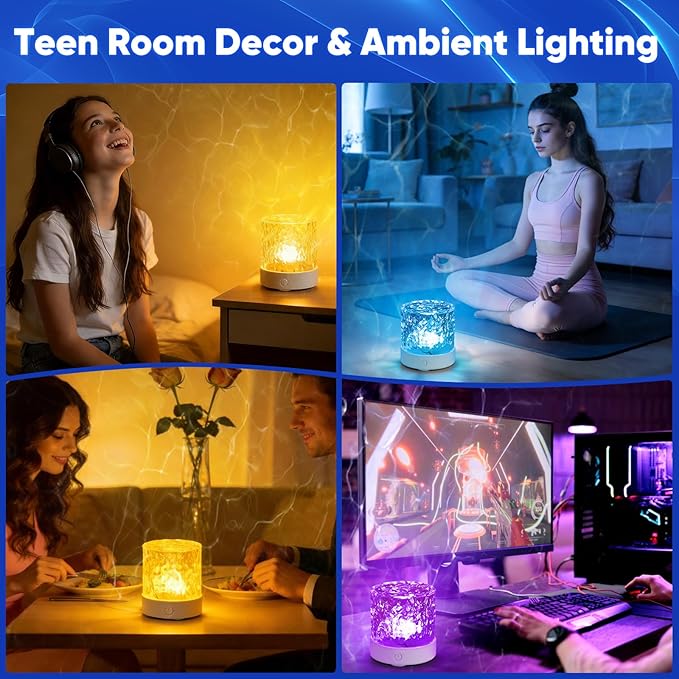 YXQUA Northern Lights Ocean Wave Projector Light, Galaxy Light Projector, 16 Colors Gradual Rotating Water Ripple Ambient Light Non-Wood, Aurora Projector for Sleeping, Home Theater, Party (Plug in)