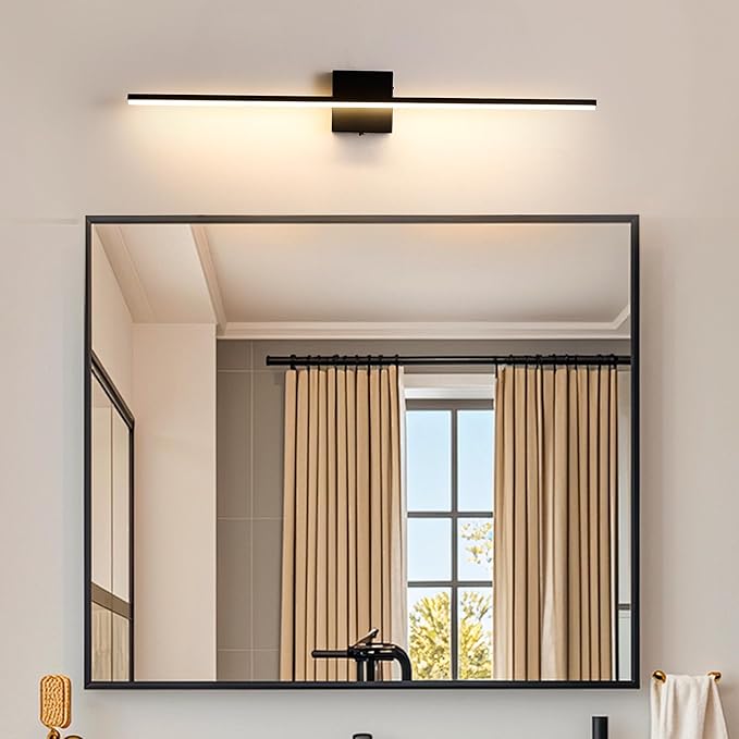 Modern Bathroom Vanity Light 32 Inch, 20W Black Bathroom Light Fixture Over Mirror, Dimmable 5CCT LED Wall Sconce Lighting for Restroom Mirro