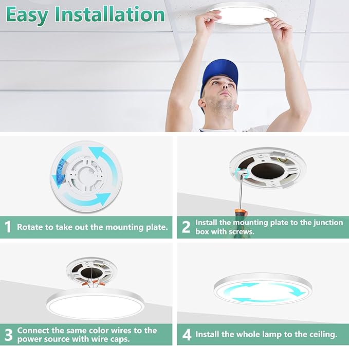 Brightever 2 Pack LED Ceiling Light Flush Mount, 9 Inch 18W, Ultra Thin 0.67 Inch Hallway Light Fixtures, 5000K Daylight White 2200LM Flat LED Ceiling Light for Dining Room, Pantry, Non-Dimmable