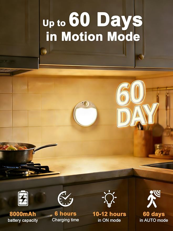 TANBABY 8000mAh Motion Sensor Ceiling Light Indoor with Remote, 3-Color Magnetic Battery Operated Lights, 7'' Super Slim Ceiling Light Adjustable Motion Timer 30s/60s/120s for Closet Shower (4 Pack)