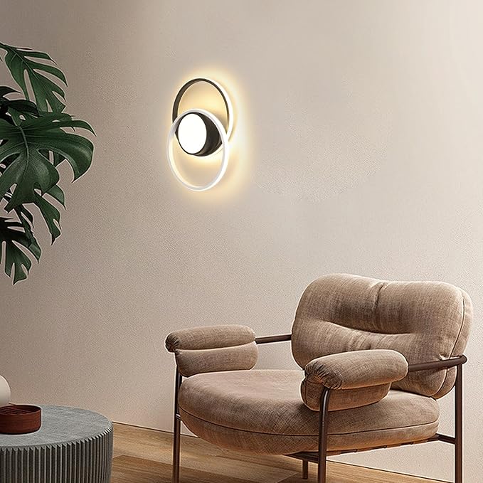 AUA Modern Ceiling Light, 39W LED Flush Mount Ceiling Light Fixture, 15.7" 3000K Round Close to Ceiling Lighting for Bedroom Hallway Dining Room Kitchen Entryway Black and White