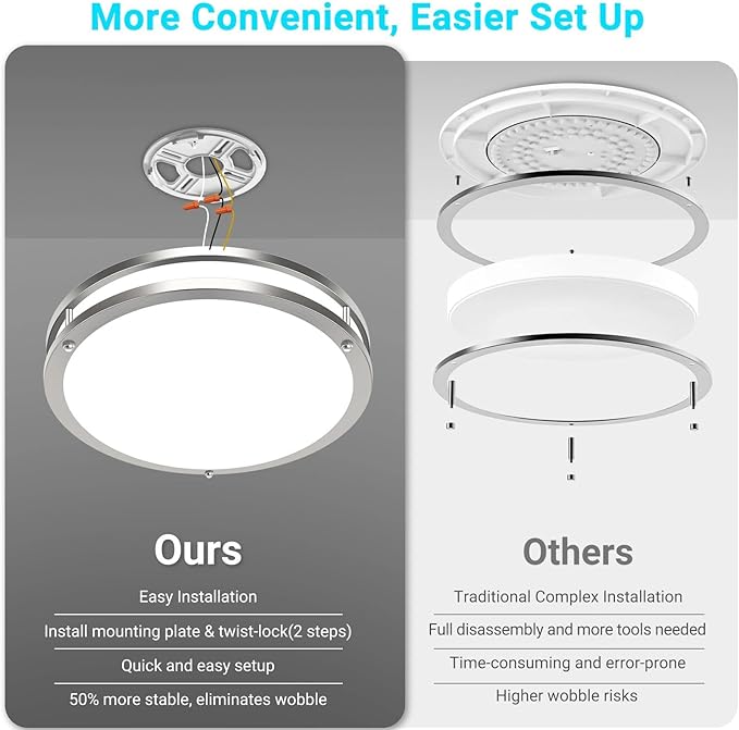 libtit 10Inch Flush Mount Ceiling Lights, 18W Dimmable LED Ceiling Light 3000K-6500K Adjustable, Brushed Nickel Light Fixture for Closet Pantry Hallway Kitchen Bathroom-1 Pack