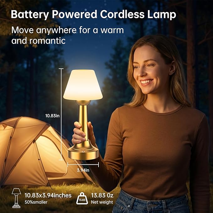 TRRMEZY Shower Lamp Waterproof Bathroom Lamp for Inside Shower Bathtub, 18-Hour Rechargeable Cordless Shower Light, 3-Color Temps Touch Dimmable Light, Small Relaxing Spa Night Lamp for Bathroom