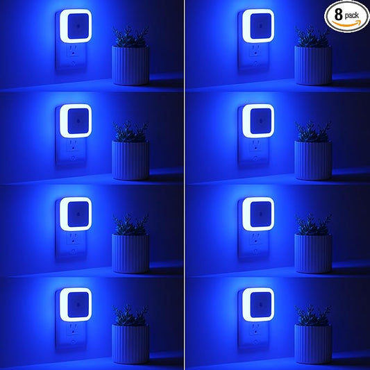 Sujeet Night Light, Night Lights Plug into Wall 8-Pack, Nightlight Plug in Night Light, Dusk to Dawn Night Lamp Led (Blue)