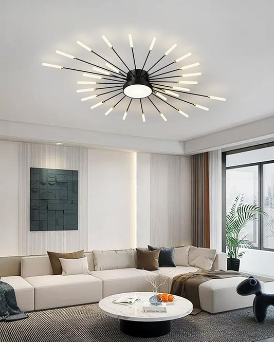 Ceiling Light Modern LED Ceiling Lamps,Flower Shape Ceiling Lights,Flush Mount Chandelier,Metal Acrylic Ceiling Lamps,Living Room Light Fixtures Ceiling for Bedroom,Dining Room(Black,28+1 Heads)