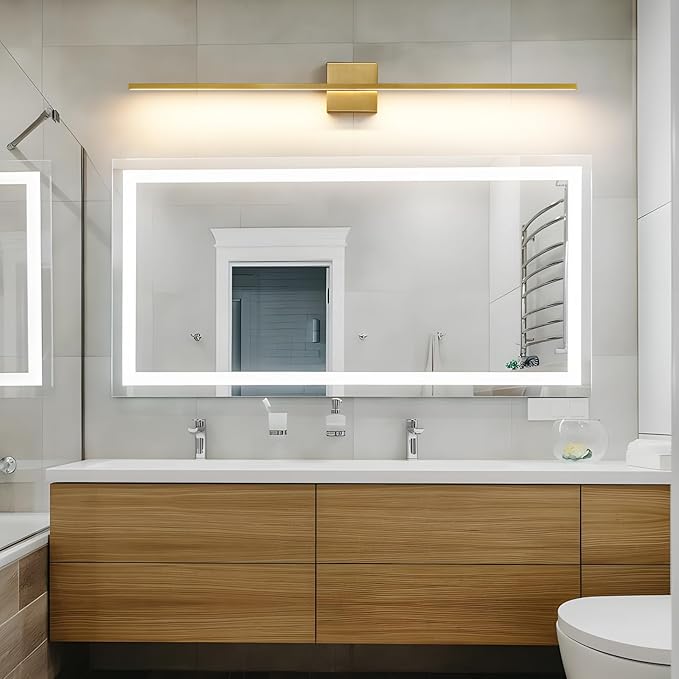 Gold Bathroom Light Fixtures Over Mirror - 39 Inch Dimming Bathroom Vanity Light 28W 3500K LED Vanity Light Bar Modern Wall Sconce Lighting for Mural