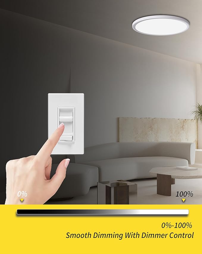4Pack 12 Inch Dimmable LED Flush Mount Ceiling Light Panel,24W 2520LM,3000K-6000K Adjustable Color,Ultra Thin Round White Ceiling Light Fixture for Hallway Kitchen Bedroom Home Office