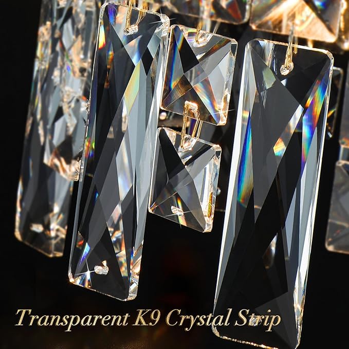 Modern K9 Crystal Pendant Lights Kitchen Island Set of 3,Gold Chandeliers for Dining Room Light Fixtures Over Table,Hanging Chandelier for Kitchen Island Entryway Bathroom BedHead Bedroom