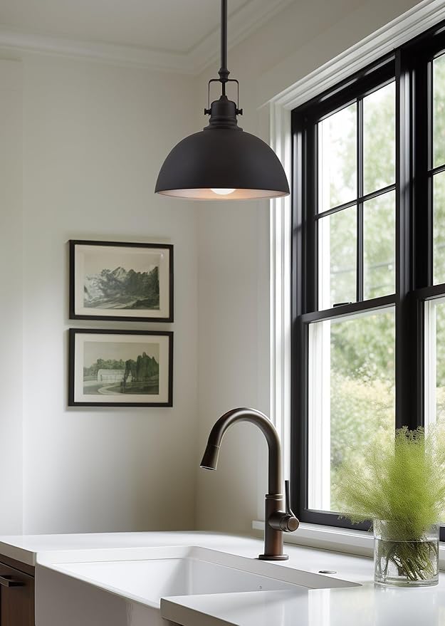 Kira Home Belle 9" Contemporary Industrial Pendant Light, Adjustable Length + Shade Swivel Joint, Oil-Rubbed Bronze Finish