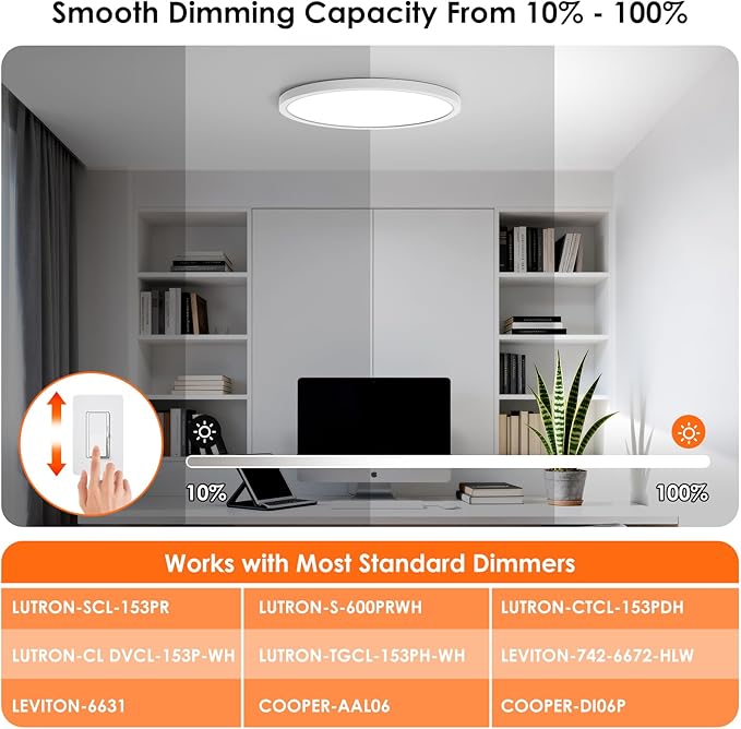 Brightever 12 Inch 12 Pack LED Flush Mount Ceiling Light Fixtures, 3200LM 28W, 5000K Daylight White, 0.67 Inch Ultra Thin Surface Mount LED Ceiling Lights for Bathroom, Living Room, Porch