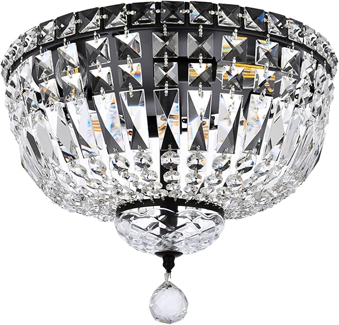 Elegant Lighting 2528F14G/RC Royal Cut Clear Crystal Tranquil 4-Light, Single-Tier Flush Mount Crystal Chandelier, Gold Finish