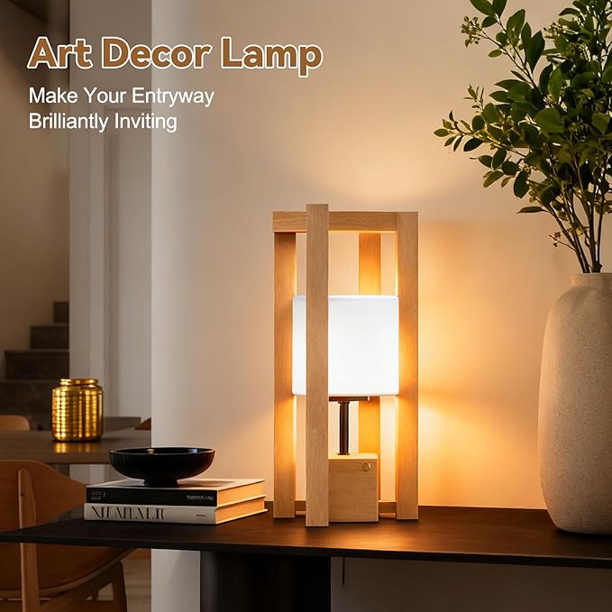 JESLED Cordless Rechargeable Table Lamp, 3 Color Dimmable Touch Lamp, Modern Table Lamp for Living Room Shelf Decor,Office, Patio
