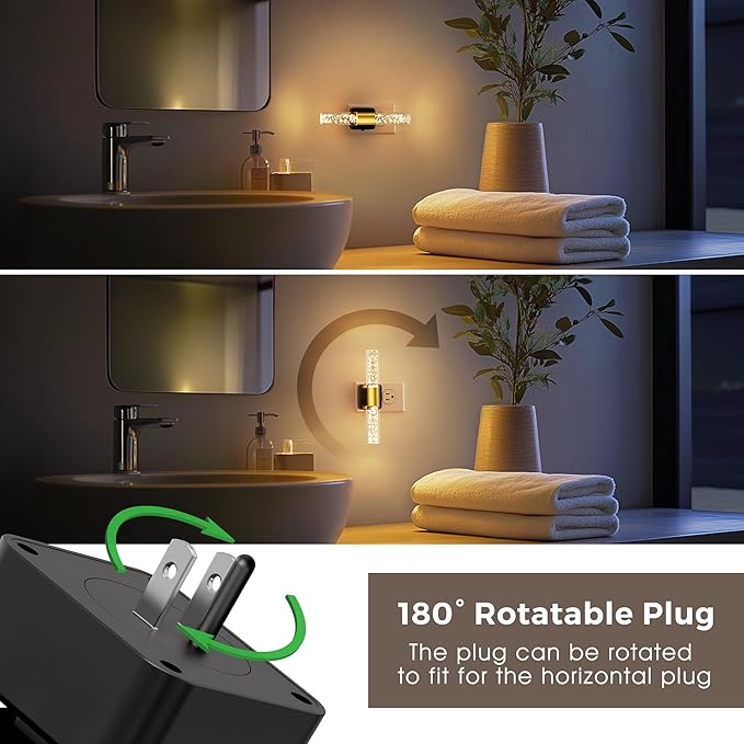 L LOHAS LED Rotating Night Light, Night Lights Plug into Wall, Auto Light Sensor Nightlight Dimmable 100LM, 3000K Soft Light, LED Acrylic Bubble Nightlight Plug in for Bedroom Bathroom Hallway, 1 Pack