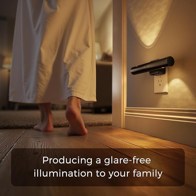 L LOHAS LED Night Light, Night Lights Plug into Wall, Auto Light Sensor 180° Rotating[2-Pack], Brightness Adjustable 0-100Lm, Soft White 3000K, Modern Nightlights for Bathroom, Hallway