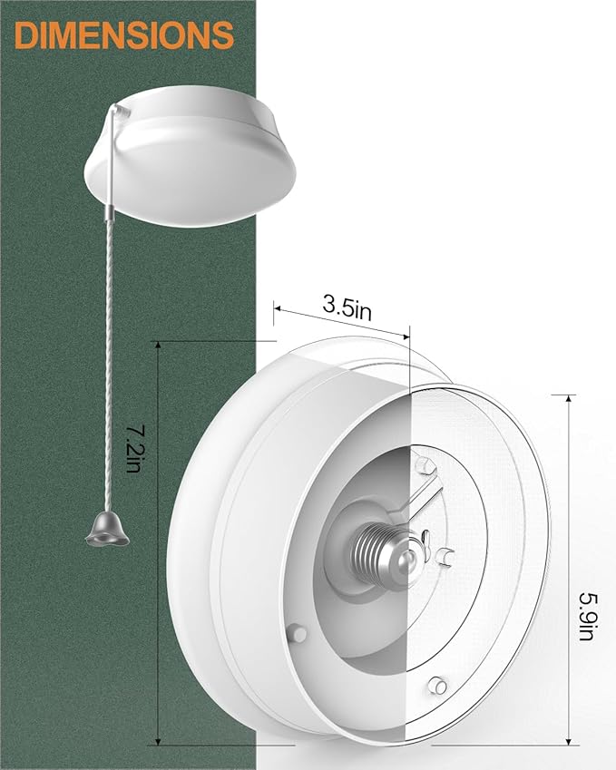 Lightdot 7” Modern LED Ceiling Light with Pull Chain 12W 4000K, 1300lm, 125W E26 Bulb Replacement, Energy Saving Flush Mount Lighting for Closets/Bedroom/Corridor (2 Pack)
