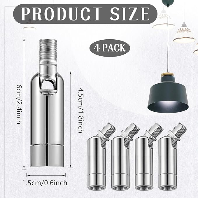 Tondiamo 4 Pcs Silver Sloped Ceiling Light Adapter 180 Degree Pendant Suspension Canopy for Chandelier Track Ceiling Lamp Pendant Vaulted Overhead Light Hanging Helper for Vaulted or Angled Overhead