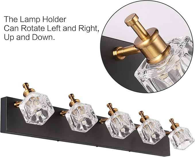 PRESDE Black Bath Vanity Light Fixtures for Bathroom Lighting Modern Glass Shade Matte Black Wall Sconce