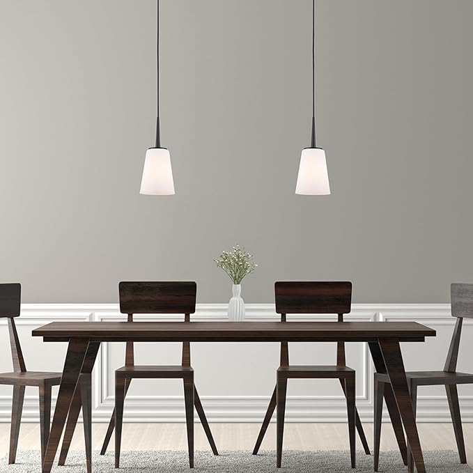 Montgomery 1-Light Pendant Light | Black Finish with White Frosted Glass Shade | Adjustable Hanging Height to 82.75" | Uses E26 Medium Base Bulb (Black, Pendant)