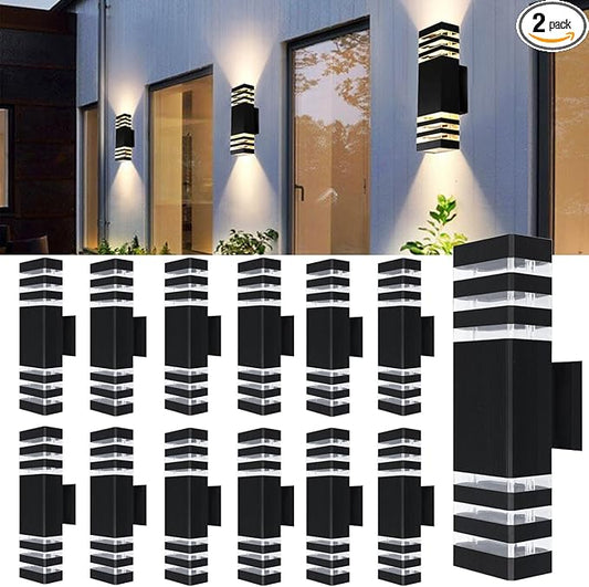 12Pack 15inch LED Square Up & Down Wall Lights,14W Outdoor Wall Light 4000K Day White Aluminum Body Waterproof IP65 LED Exterior Light Fixtures Wall Mount for House Patio Garage Garden.