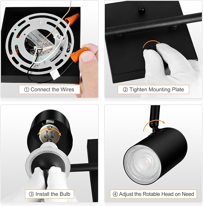 BoostArea 2-Light Track Lighting Kit, LED Track Lighting with GU10 Socket, Flexibly Rotatable Light Heads, Modern Track Lighting Fixtures Ceiling for Kitchen, Bedroom, Living Room, Bulb Not Included