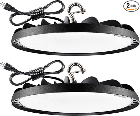 150W UFO LED High Bay Light, 20250lm 5000K Daylight UFO LED High Bay Shop Lights [450W MH/HPS Equiv.] 100-277V IP65 Waterproof Commercial Bay Lighting for Warehouse Workshop Factory Shop, 2 Pack