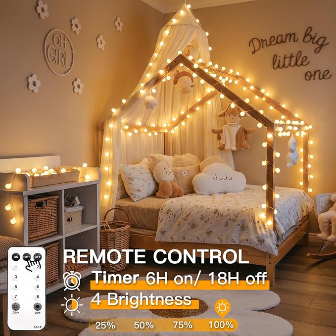 suddus Globe String Lights, 132ft 400 LED, Warm White | LED Fairy Lights, Remote Control, Connectable, Indoor Use, For Classroom Bedroom Party