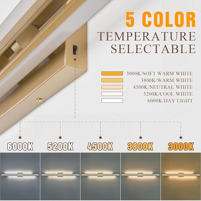 55" Long Vanity Light Gold Bathroom Wall Light Fixtures Long Vanity Lights Over Mirror Lighting Lamps Dimmable Bathroom Wall Mount Lighting Over Vanity Mirror