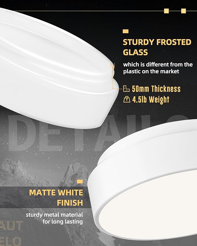 AUTELO 12" Ceiling Light, Modern Flush Mount Ceiling Light with Frosted Glass in Matte White Finish, White Light Fixtures Ceiling Mount for Bedroom, C3312 WH E26