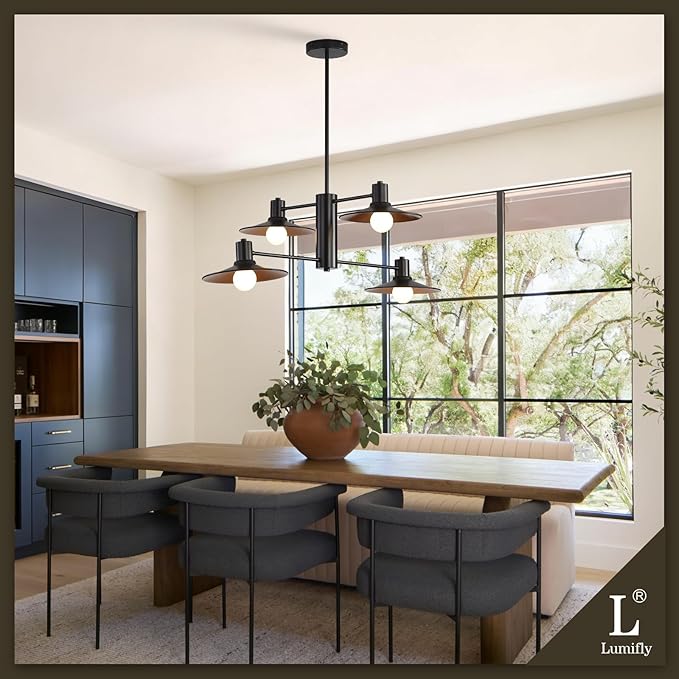 Black and Gold Chandelier for Dining Room Light Fixture Modern 4 Lights Sputnik Pendant Light Foyer Lighting Fixtures Farmhouse Hanging Pendant Lights for Living Room Kitchen Bedroom