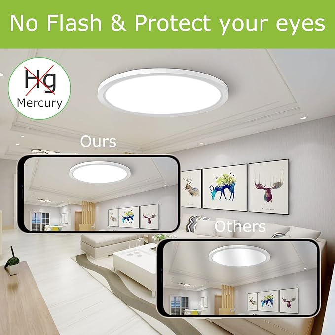 inShareplus 15.7" LED Flush Mount Ceiling Light Fixture, 32W [320W Equiv] Daylight 5000K Thin Flat Modern Ceiling Light for Bedroom, Living Room, Office