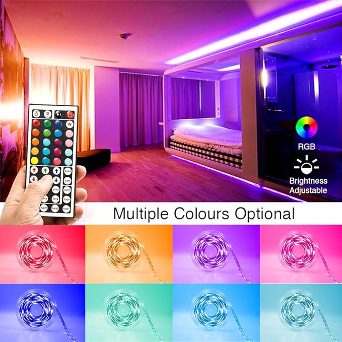 phopollo Led Strip Lights Color Changing 16.4ft Flexible 5050 RGB Led Lights Kit with Power Supply and 44 Keys Remote