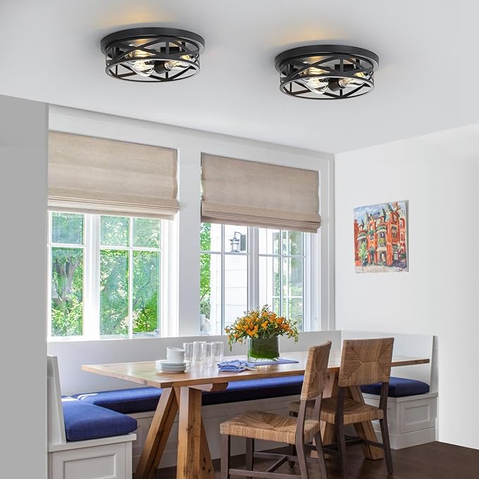13 inch Black Flush Mount Ceiling Light Fixtures,3-Light Modern Hallway Light Fixtures Ceiling, Black Lights Fixture Ceiling Mount for Farmhouse,Kitchen, Bedroom (1 Pack)