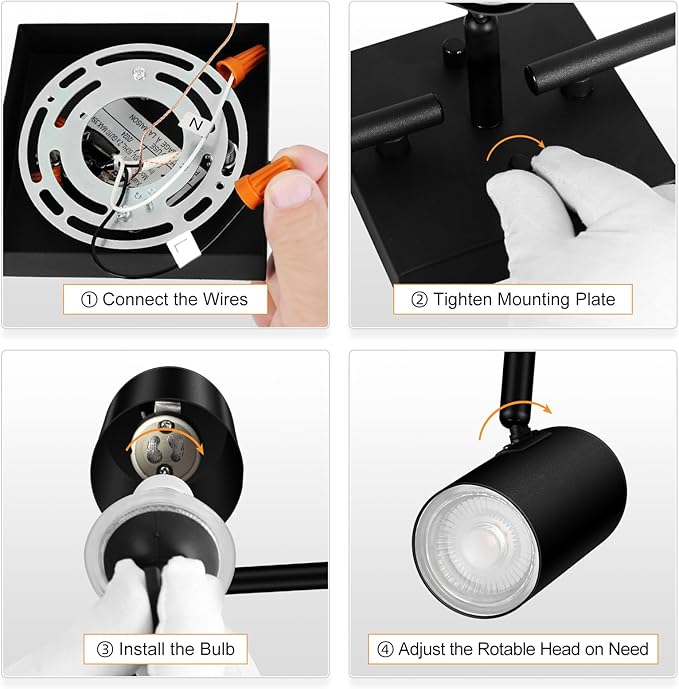 BoostArea Track Lighting Fixtures Ceiling, 3 Way Track Lighting Kit, LED Track Lighting with Rotatable Light Heads, Modern Ceiling Spot Lighting for Kitchen/Bedroom/Living Room, GU10 Bulb Not Included