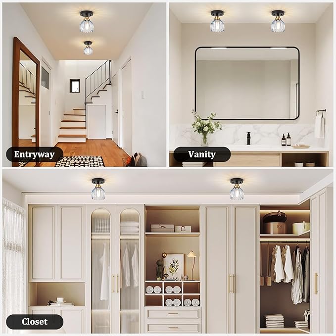 TALOYA Semi Flush Mount Ceiling Light,4 Pack Close to Ceiling Light Fixtures with Blue Tulip Glass Shades Modern Farmhouse Lighting Fixtures for Hallway Corridor Kitchen Bathroom Bedroom Passway