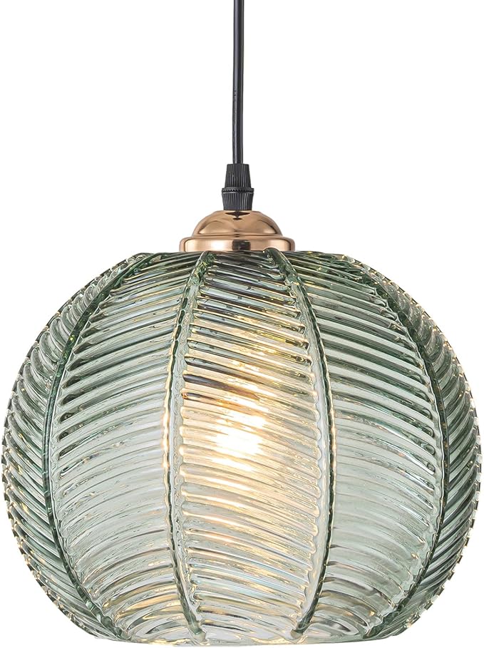 Pendant Lights Glass Pendant Lighting Kitchen Island Hand Blown 1-Light Modern Pendant Light Green Hanging Light fixtures with Glass Shade for Dining Room Bedroom Living Room