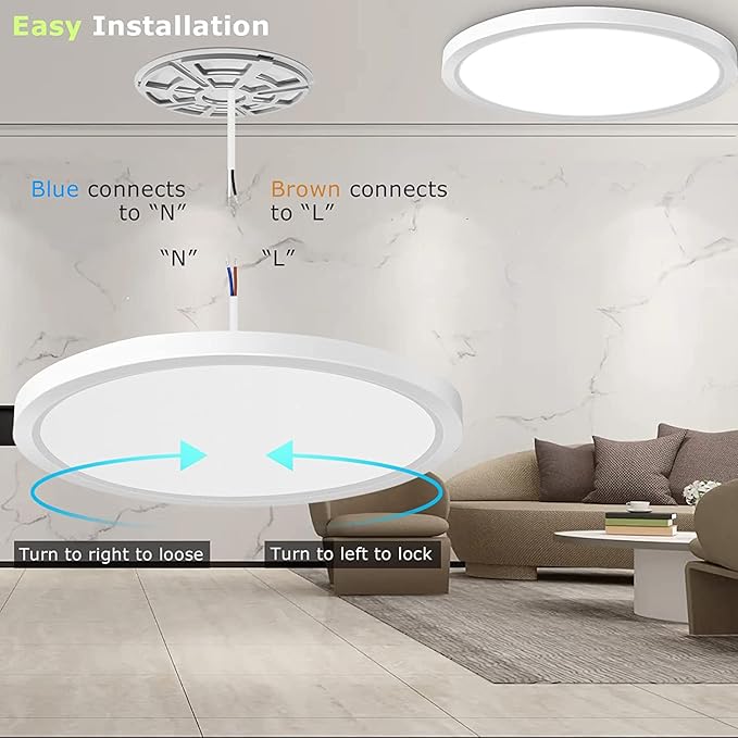 inShareplus 15.7" LED Flush Mount Ceiling Light Fixture, 32W [320W Equiv] Daylight 5000K Thin Flat Modern Ceiling Light for Bedroom, Living Room, Office